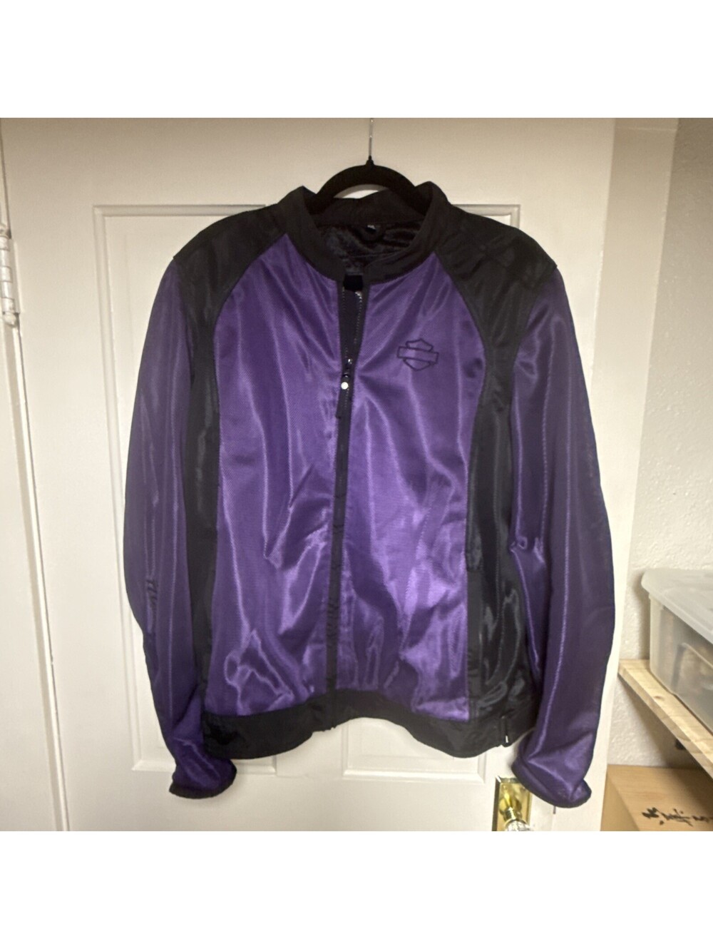 Vintage HarleyDavidson Womens Purple and Black Mesh Motorcycle Jacket XXL